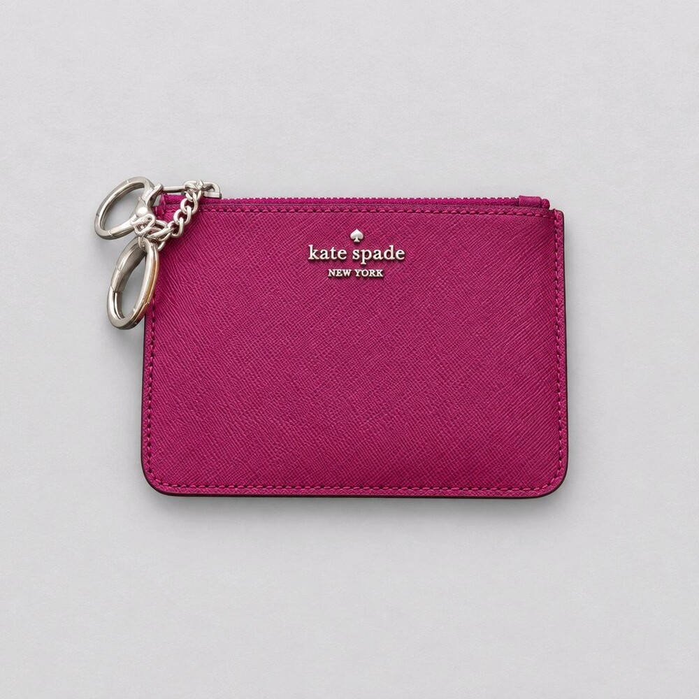 kate spade Burgundy leather card holder with key ring